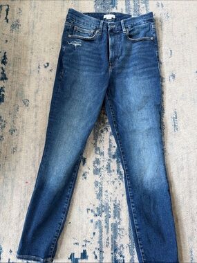 NWOT Good American Good Legs Crop Indigo Stretch Blue Jeans Size 6-12